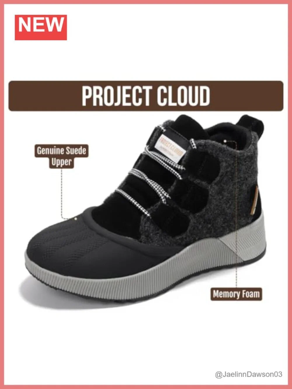 Waterproof Suede Snow Boots Memory Foam Non-Slip Lace-Up Ankle Boots